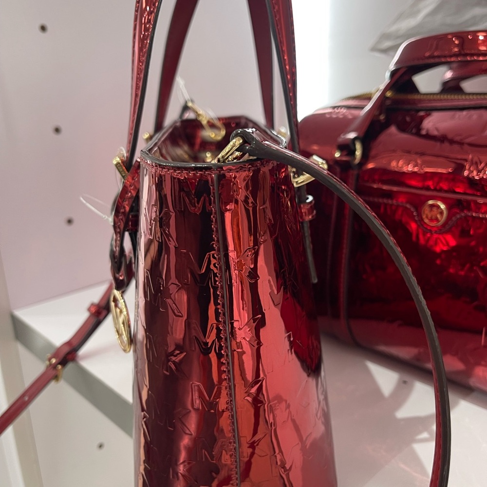 MICHAEL KORS Jet Set Extra-Sm Metallic Logo Debossed Convertible TZ Tote Crossbd - Picture 3 of 16